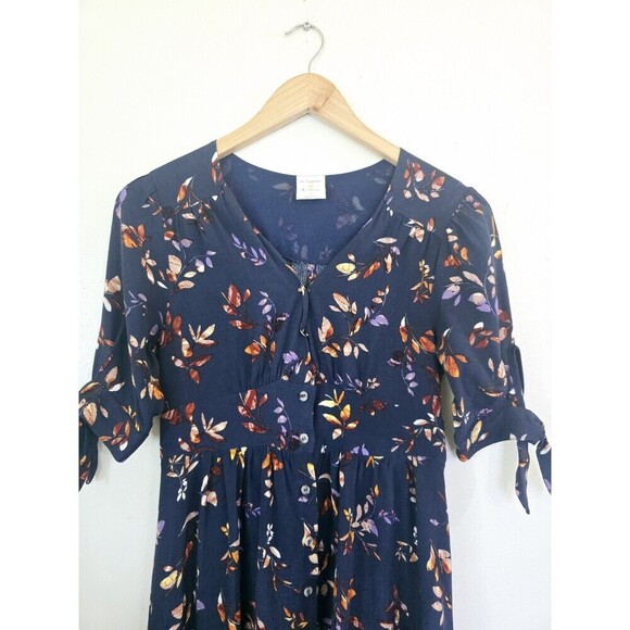 By Together Floral Midi Dress Womens Smalk V Neck Cottagecore Prairie Modest - Picture 2 of 7